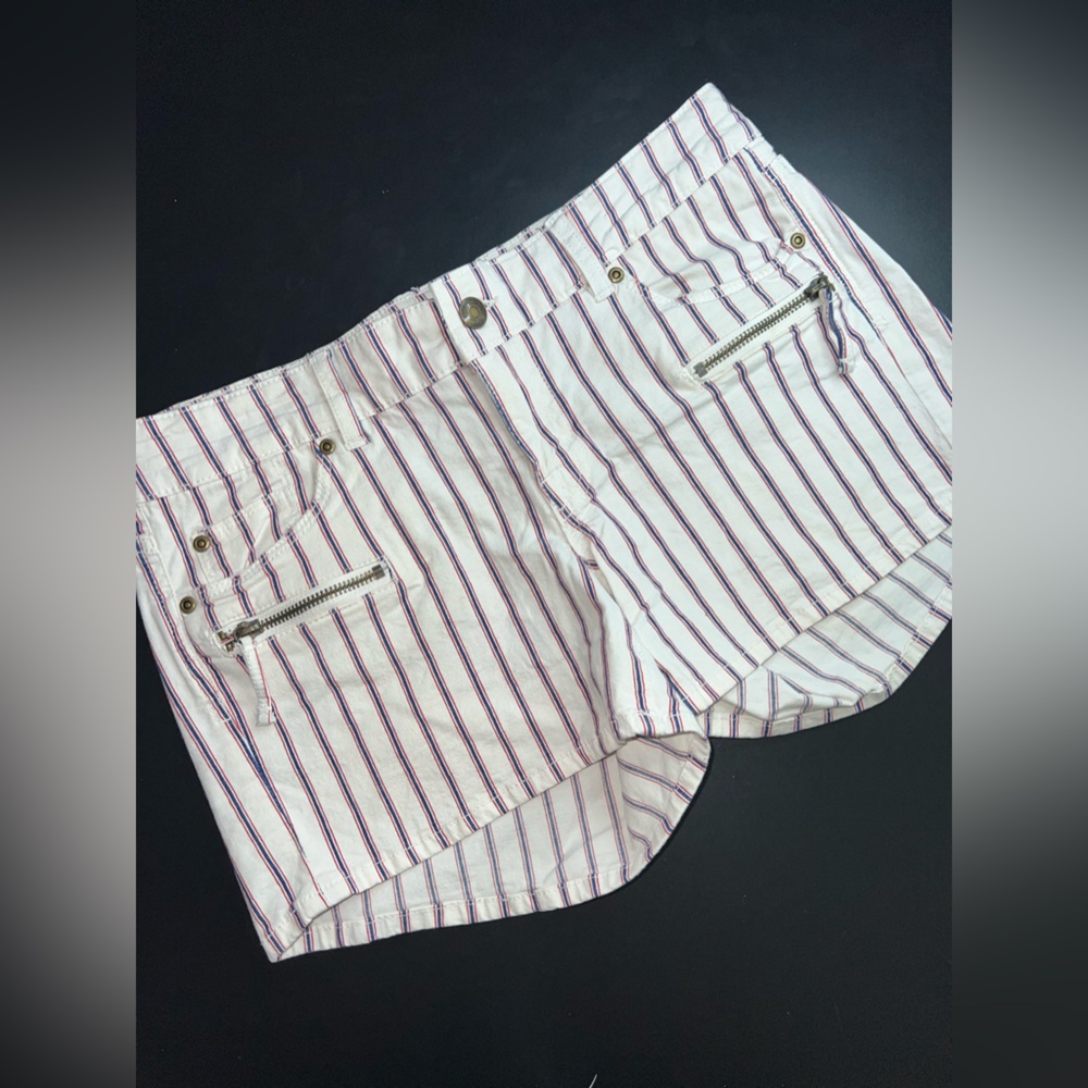 H&M LOGG Striped Red, White & Blue Patriotic Cotton Shorts Size 8 GUC
